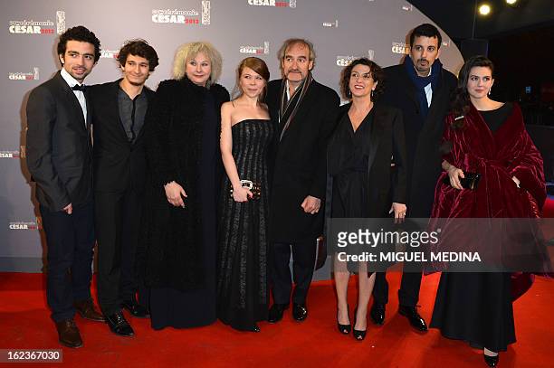 French director and actress Noemie Lvovsky poses with Belgian actress Yolande Moreau , French actor Michel Vuillermoz , French actor Samir Guesmi and...