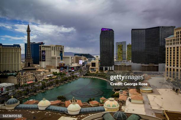 The Las Vegas Strip and Bellagio Hotel & Casino Lake is viewed from Caesars Palace Hotel & Casino on August 14, 2023 in Las Vegas, Nevada. Las Vegas...
