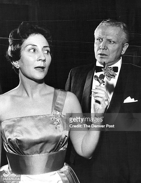 Jealous Suitor; Francis S. VanDerbur as the dapper Philip Clair in the Civic Theater's "Kind Sir" displays jealousy as Maxine Long as Jane Kimball...