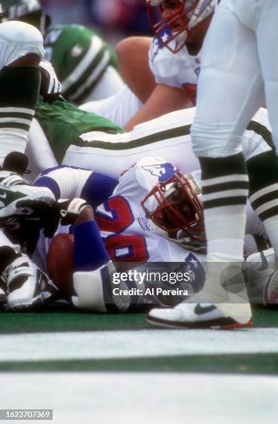 Running Back Curtis Martin of the New England Patriots scores a Touchdown in the game between the New England Patriots vs the New York Jets at The...