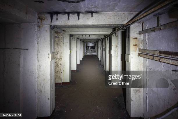 tunnel in an old military bunker - emergency shelter stock-fotos und bilder