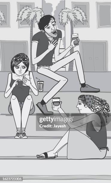 love triangle - cheating girlfriend stock illustrations