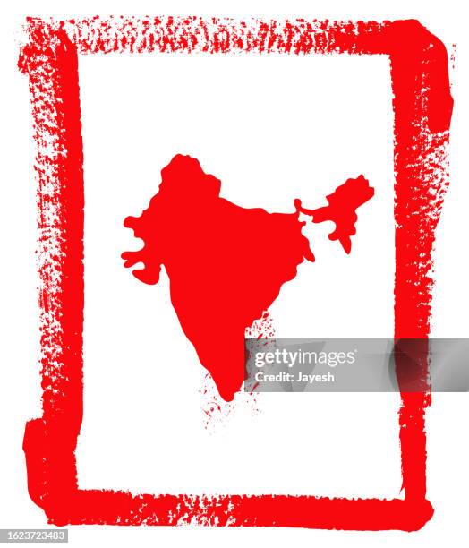 india map painted red in a grunge graffiti style - bihar vector stock illustrations