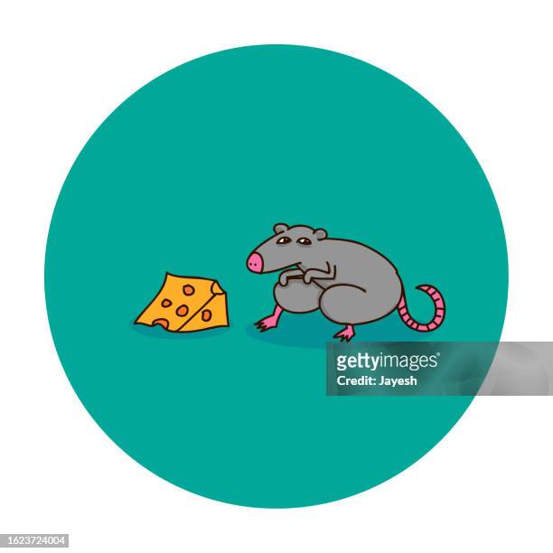 a mouse sneaking up to a hunk of cheese - bubonic plague stock illustrations
