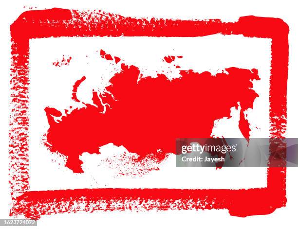 ilustrações de stock, clip art, desenhos animados e ícones de russian map painted in red paint in a grunge grafifti style. - revolução russa