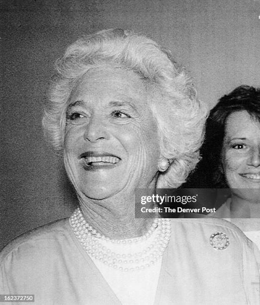 Barbara Bush, wife of President elect George Bush, smiles in Los Angeles in a 1988 photo from files. 1989;