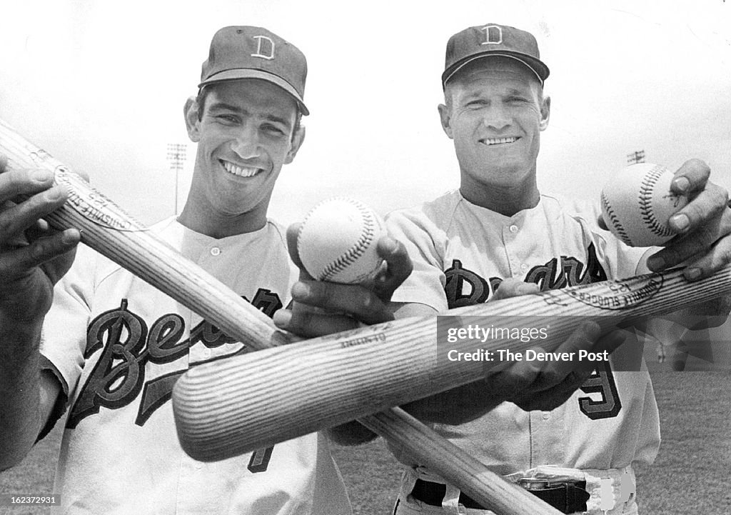 JUN 4 1966, JUN 5 1966; PRIZES DISPLAYED FOR POST-BEARS BASEBALL CLINIC; Frank Quilici and Carroll H
