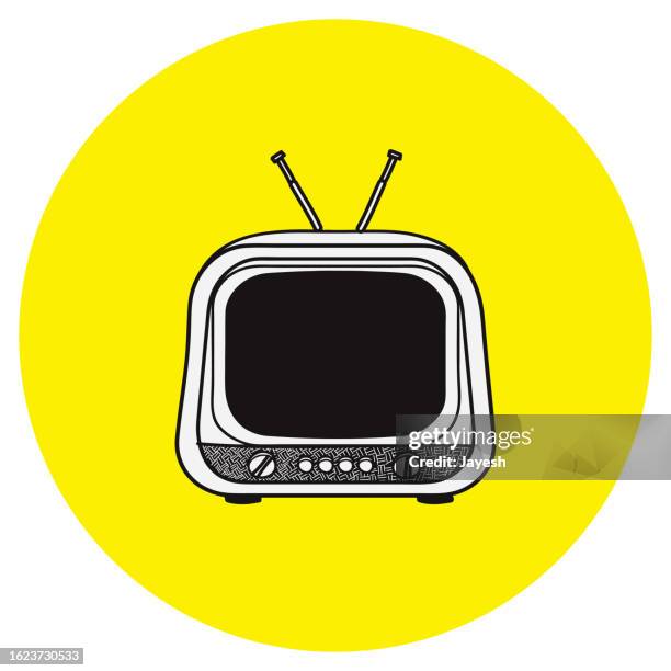 retro television vector doodle - cable tv stock illustrations