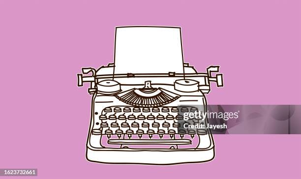 illustrazioni stock, clip art, cartoni animati e icone di tendenza di disegno della macchina da scrivere - corso di ortografia