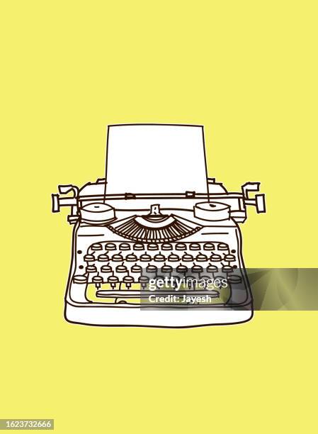 typewriter drawing - poet stock illustrations