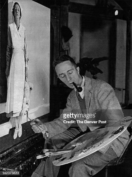 Artist Norman Rockwell at work, circa 1935.