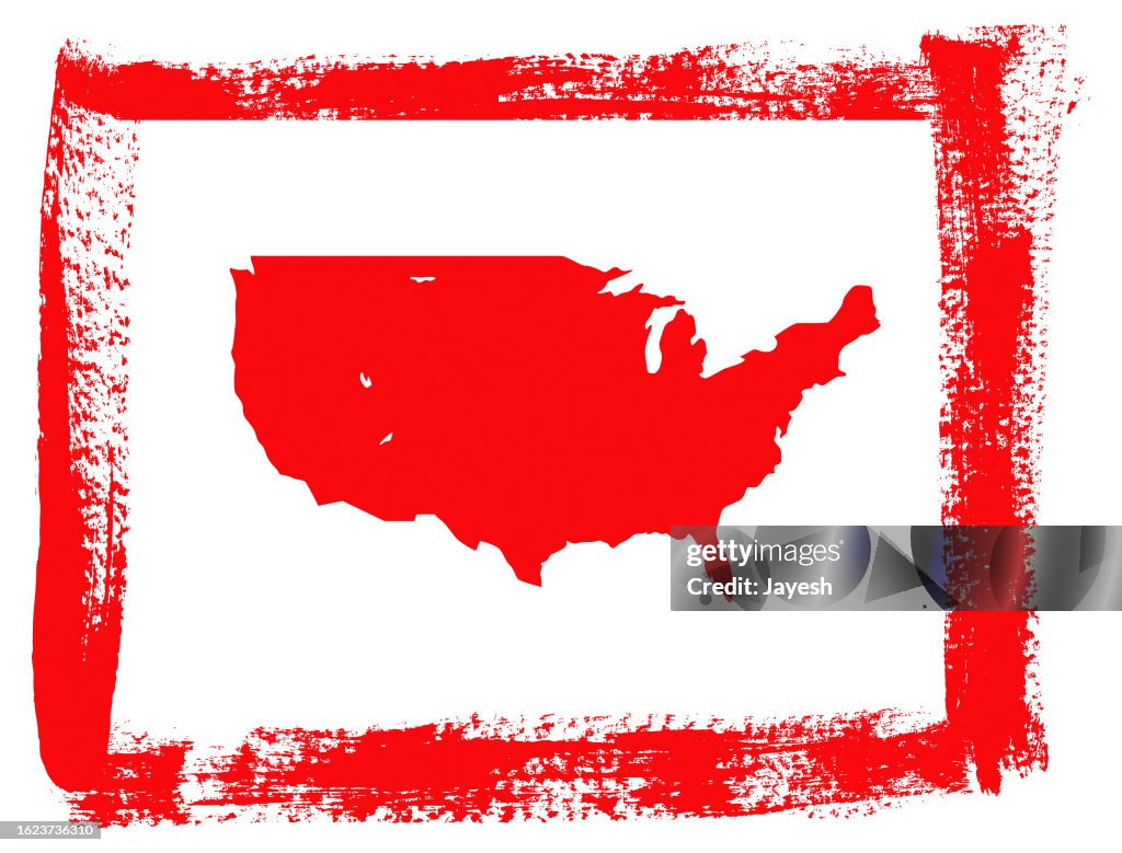 America Red Grunge Graffiti Painting