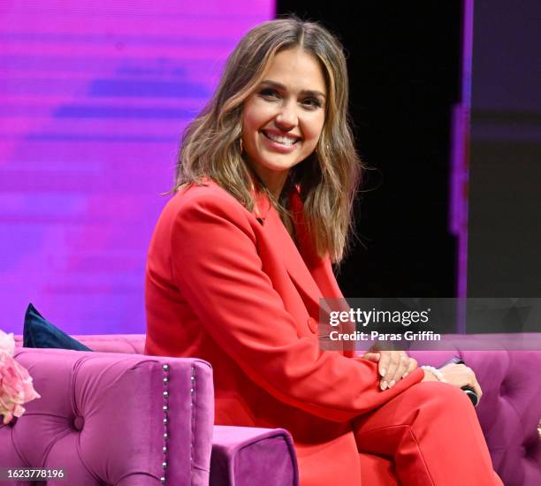 Actress Jessica Alba speaks onstage during the Third Annual Fearless Venture Capital Summit at Atlanta Symphony Hall on August 18, 2023 in Atlanta,...