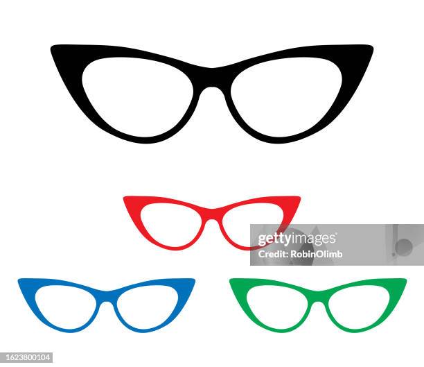 cats eyeglasses icon set - cats eye glasses stock illustrations