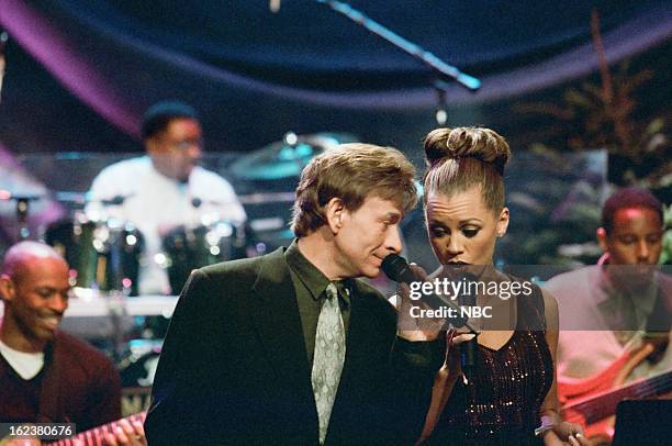 Episode 1053 -- Pictured: Musical guests Bobby Caldwell and Vanessa Williams perform on December 16, 1996 --