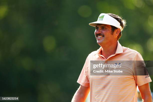 Jeff Overton looks on from second tee during the second round of the Magnit Championship at Metedeconk National Golf Club on August 18, 2023 in...