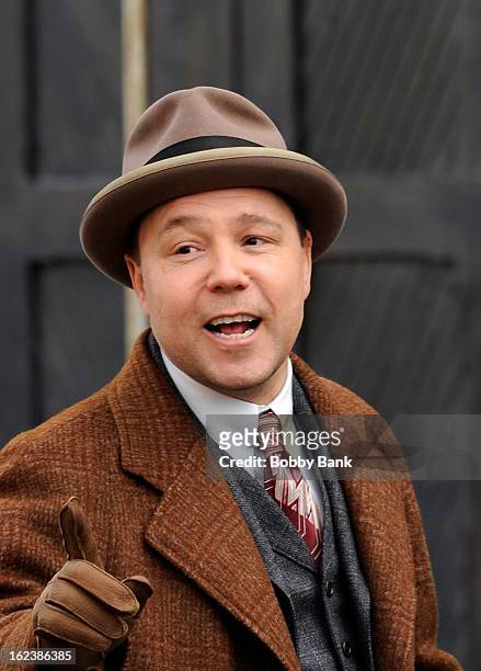 Stephen Graham as 'Al Capone' filming on location for "Boardwalk Empire" on February 22, 2013 in the Staten Island borough of New York City.