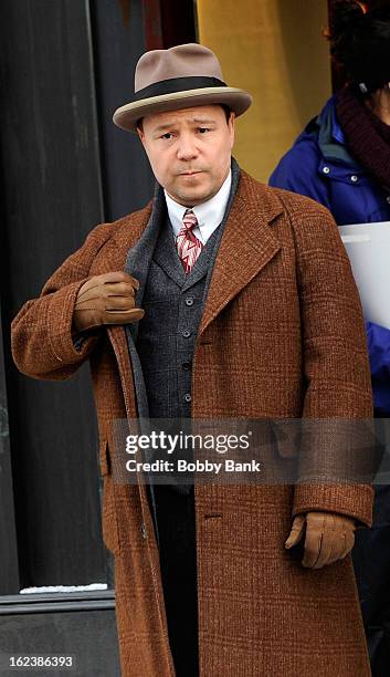 Stephen Graham as 'Al Capone' filming on location for "Boardwalk Empire" on February 22, 2013 in the Staten Island borough of New York City.