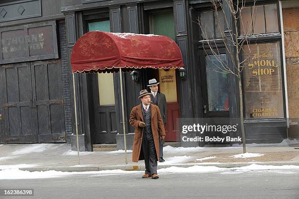 Stephen Graham as 'Al Capone' and Morgan Spector filming on location for "Boardwalk Empire" on February 22, 2013 in the Staten Island borough of New...