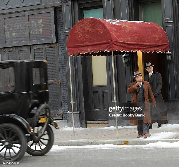 Stephen Graham as 'Al Capone' and Morgan Spector filming on location for "Boardwalk Empire" on February 22, 2013 in the Staten Island borough of New...