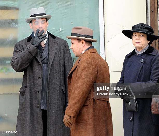 Stephen Graham as 'Al Capone' and Morgan Spector filming on location for "Boardwalk Empire" on February 22, 2013 in the Staten Island borough of New...