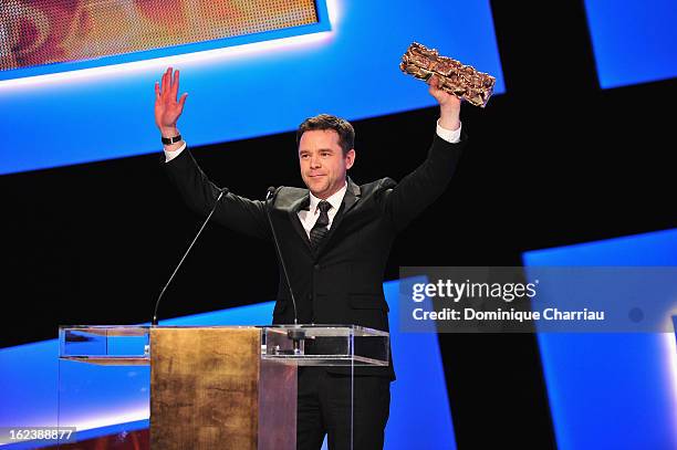 Guillaume de Tonquedec receives the Best Supporting Actor Cesar for 'Le prenom' during the 37th Cesar Film Awards Cesar Film Awards 2013 at Theatre...
