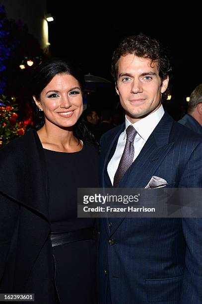 Actress Gina Carano and Henry Cavill attend the GREAT British Film Reception at British Consul Generals Residence on February 22, 2013 in Los...