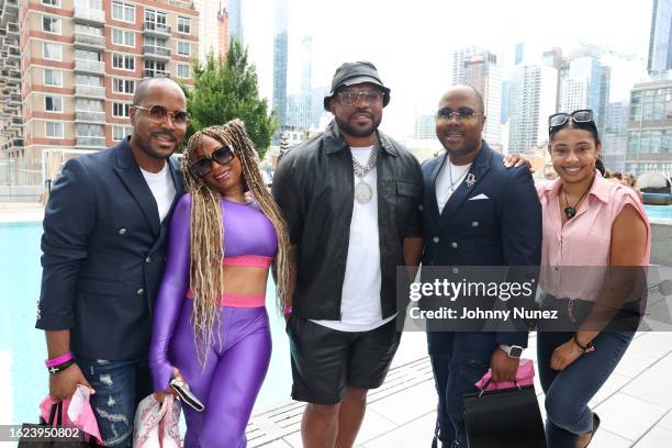 Antoine Von Boozier, Jazmyn Summers, Torae Carr, and Andre Von Boozier attend an event honoring Torae Carr on August 17, 2023 in New York City.