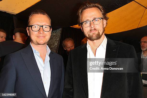 Directors Espen Sandberg and Joachim Ronning of the film 'Kon-Tiki,' attends the 85th annual Academy Awards Foreign Language Film Award photo-op held...