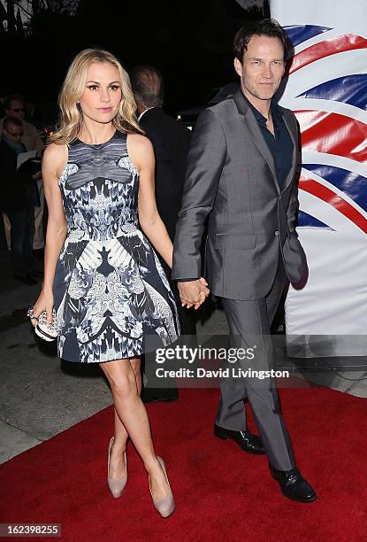 Actress Anna Paquin and husband actor Stephen Moyer attend the GREAT British Film Reception at the British Consul General's Residence on February 22,...