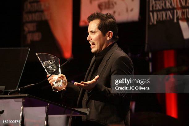 Actor John Leguizamo speaks at the National Hispanic Media Coalition's 16th Annual Impact Awards Gala at the Beverly Wilshire Four Seasons Hotel on...