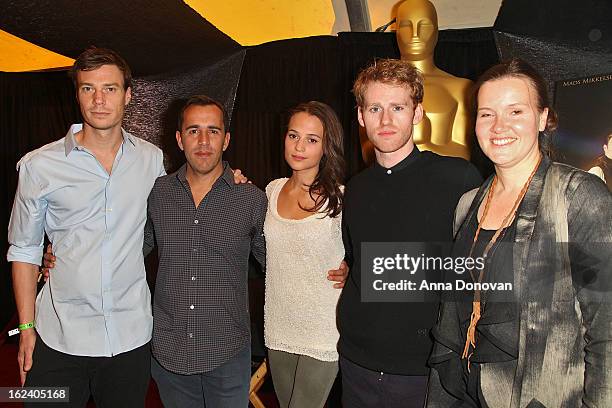 Co-writer Rasmus Heisterberg, director Nicolaj Arcel, actress Alicia Vikander, actor Cyron Melville and producer Louise Vesth of the film 'A Royal...