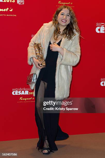 Izia Higelin poses with her trophy after winning the Best Newcomer Actress during the Cesar Film Awards 2013 at Le Fouquet's on February 22, 2013 in...