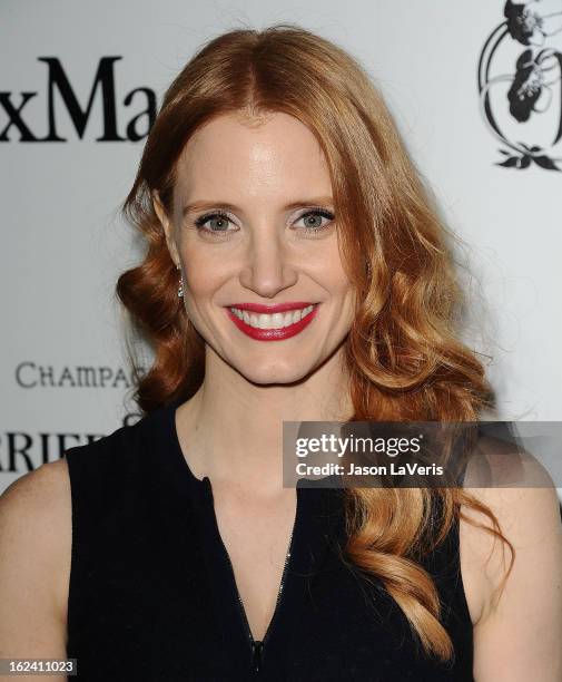 Actress Jessica Chastain attends the 6th annual Women In Film pre-Oscar cocktail party at Fig & Olive Melrose Place on February 22, 2013 in West...