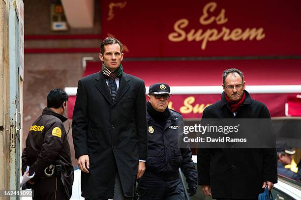 Princess Cristina's husband, Inaki Urdangarin and his lawyer Mario Pascual Vives arrive at the courthouse of Palma de Mallorca to give evidence...