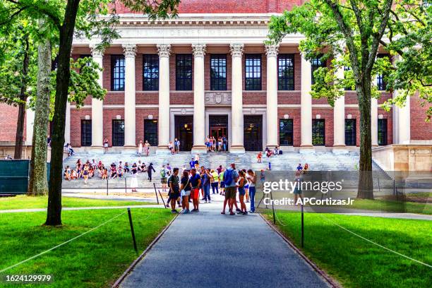 harvard yard and widener library - harvard university - cambridge massachusetts - cambridge stock pictures, royalty-free photos & images