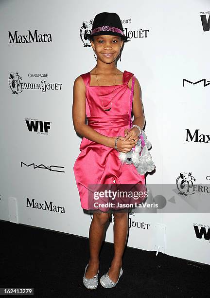 Actress Quvenzhane Wallis attends the 6th annual Women In Film pre-Oscar cocktail party at Fig & Olive Melrose Place on February 22, 2013 in West...