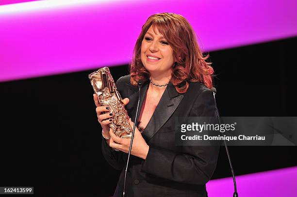 Valerie Benguigui receives the Best Supporting Actress Cesar for 'Le prenom' during the 37th Cesar Film Awards Cesar Film Awards 2013 at Theatre du...