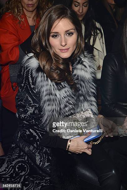 Olivia Palermo attends the Roberto Cavalli fashion show during Milan Fashion Week Womenswear Fall/Winter 2013/14 on February 22, 2013 in Milan, Italy.
