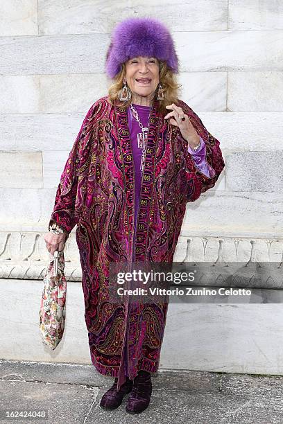 Marta Marzotto attends the Roberto Cavalli fashion show during Milan Fashion Week Womenswear Fall/Winter 2013/14 on February 22, 2013 in Milan, Italy.