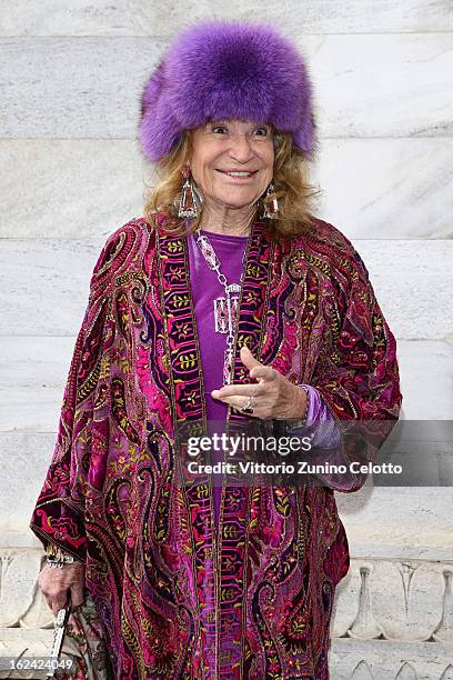 Marta Marzotto attends the Roberto Cavalli fashion show during Milan Fashion Week Womenswear Fall/Winter 2013/14 on February 22, 2013 in Milan, Italy.