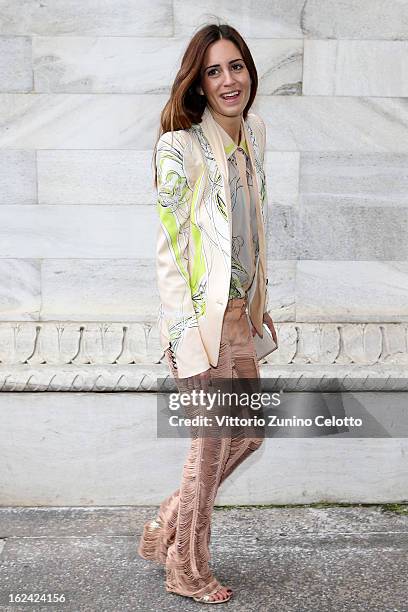 Gala Gonzalez attends the Roberto Cavalli fashion show during Milan Fashion Week Womenswear Fall/Winter 2013/14 on February 22, 2013 in Milan, Italy.