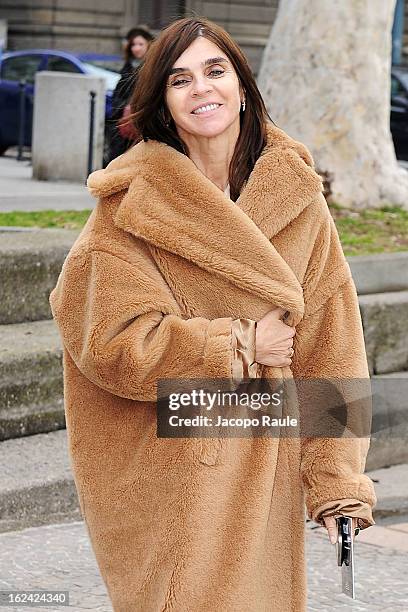 Carine Roitfeld arrives at the Roberto Cavalli fashion show as part of Milan Fashion Week Womenswear Fall/Winter 2013/14 on February 23, 2013 in...