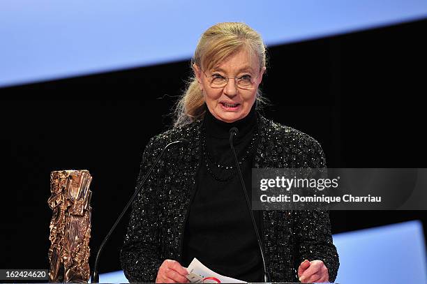 Margaret Menegoz receives the Best Film Cesar for 'Amour' on behalf of Michael Haneke during the 37th Cesar Film Awards Cesar Film Awards 2013 at...