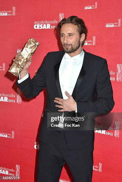 Matthias Schoenaerts attends the Awards Room - Cesar Film Awards 2013 at the Theatre du Chatelet on February 22, 2013 in Paris, France.
