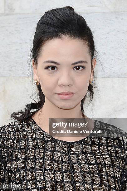 Guest attends the Roberto Cavalli fashion show as part of Milan Fashion Week Womenswear Fall/Winter 2013/14 on February 23, 2013 in Milan, Italy.