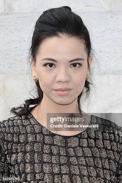 Guest attends the Roberto Cavalli fashion show as part of Milan Fashion Week Womenswear Fall/Winter 2013/14 on February 23, 2013 in Milan, Italy.