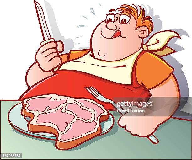 man eating - eating steak stock illustrations