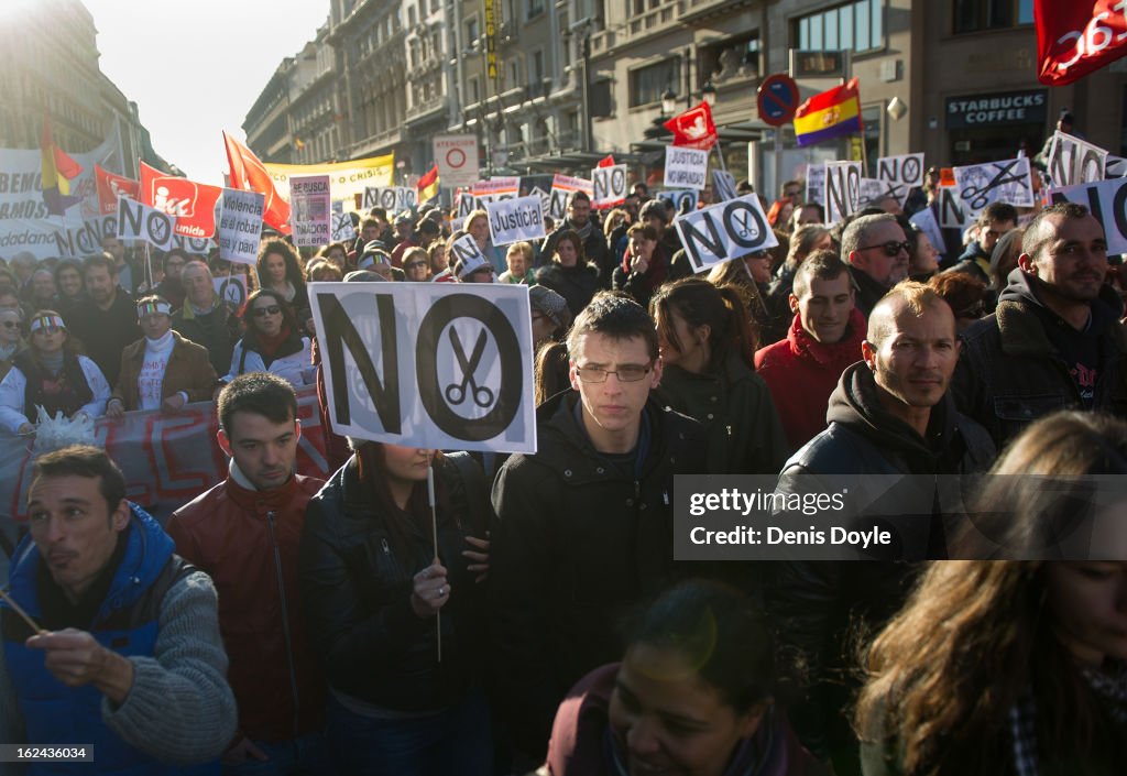 Thousands Attend Protest Against Austerity Measures in Madrid