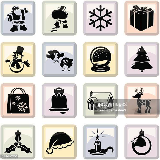 christmas icons - cabin filter white background stock illustrations